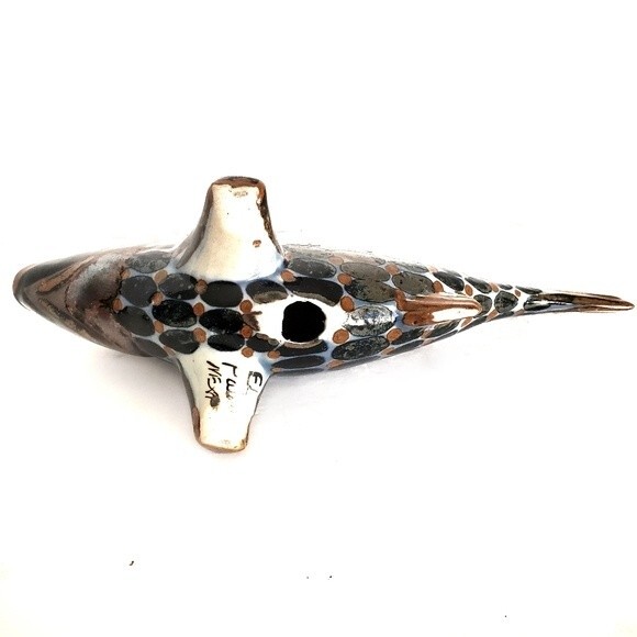 Vintage El Palomar Mexico Hand Painted Pottery Fish Sculpture 11.5" - Picture 7 of 11
